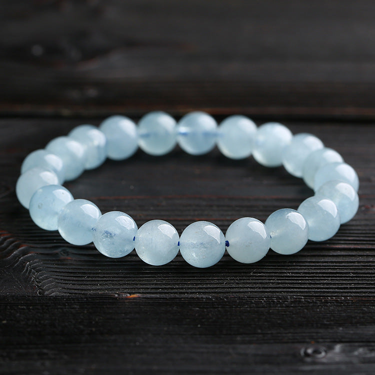 Feng-Shui Healing Gem Stone Beads Bracelets, Grounding & Soothing, Blue Aquamarine Calming Bracelet, Natural Stone Triple Protect For Unisex Adult Natural Reiki