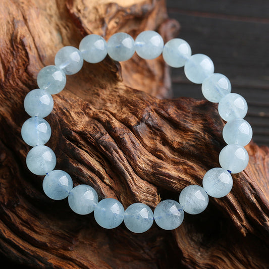 Feng-Shui Healing Gem Stone Beads Bracelets, Grounding & Soothing, Blue Aquamarine Calming Bracelet, Natural Stone Triple Protect For Unisex Adult Natural Reiki