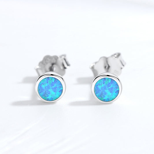 925 Sterling Silver Synthetic Opal Stud Earrings for Women