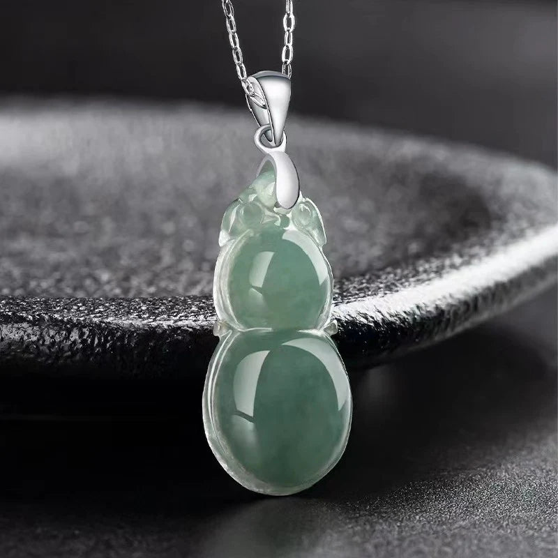 Ice Jade Wulu Pendant 925 Silver Necklace - Full Of Blessings