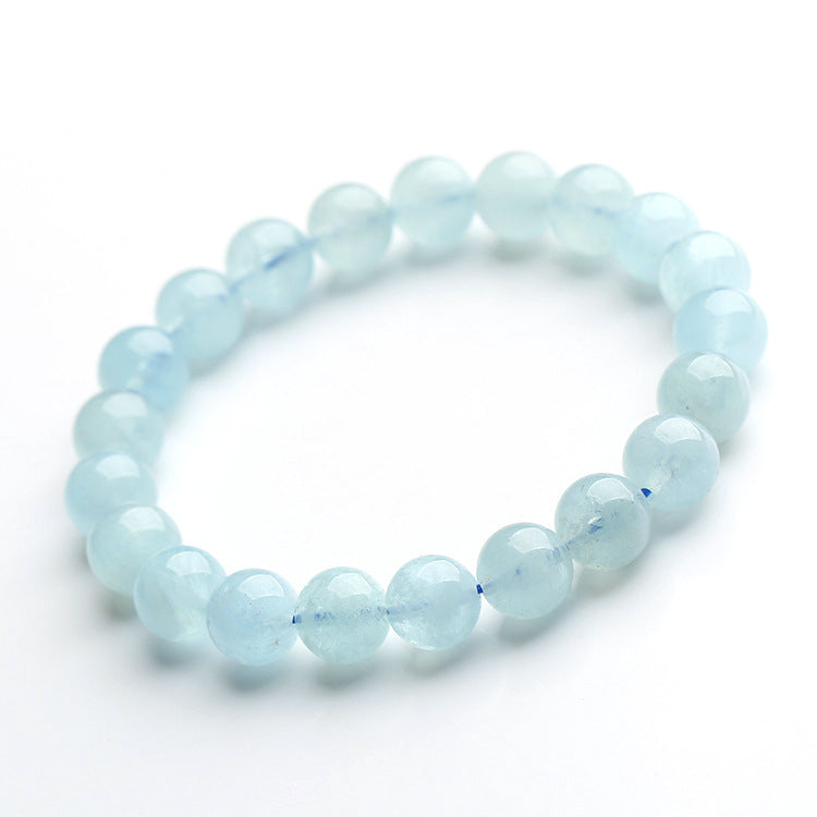 Feng-Shui Healing Gem Stone Beads Bracelets, Grounding & Soothing, Blue Aquamarine Calming Bracelet, Natural Stone Triple Protect For Unisex Adult Natural Reiki