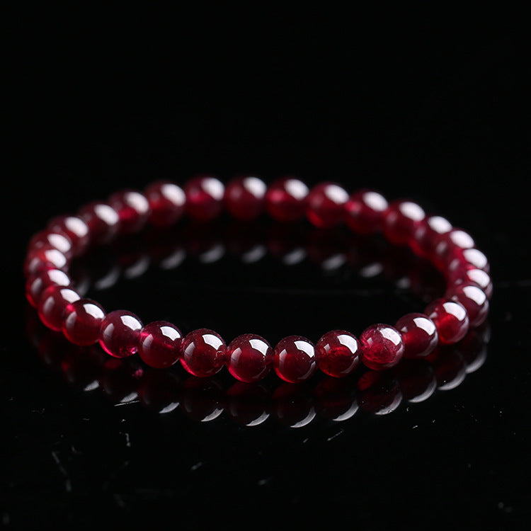 7.5mm Natural Wine Red Garnet Crystal Round Stone Beads Bracelet, AAA, Clear, Luxury Genuine Bracelet for Women, Reignite Your Love