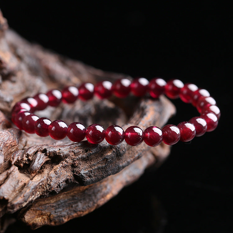 7.5mm Natural Wine Red Garnet Crystal Round Stone Beads Bracelet, AAA, Clear, Luxury Genuine Bracelet for Women, Reignite Your Love