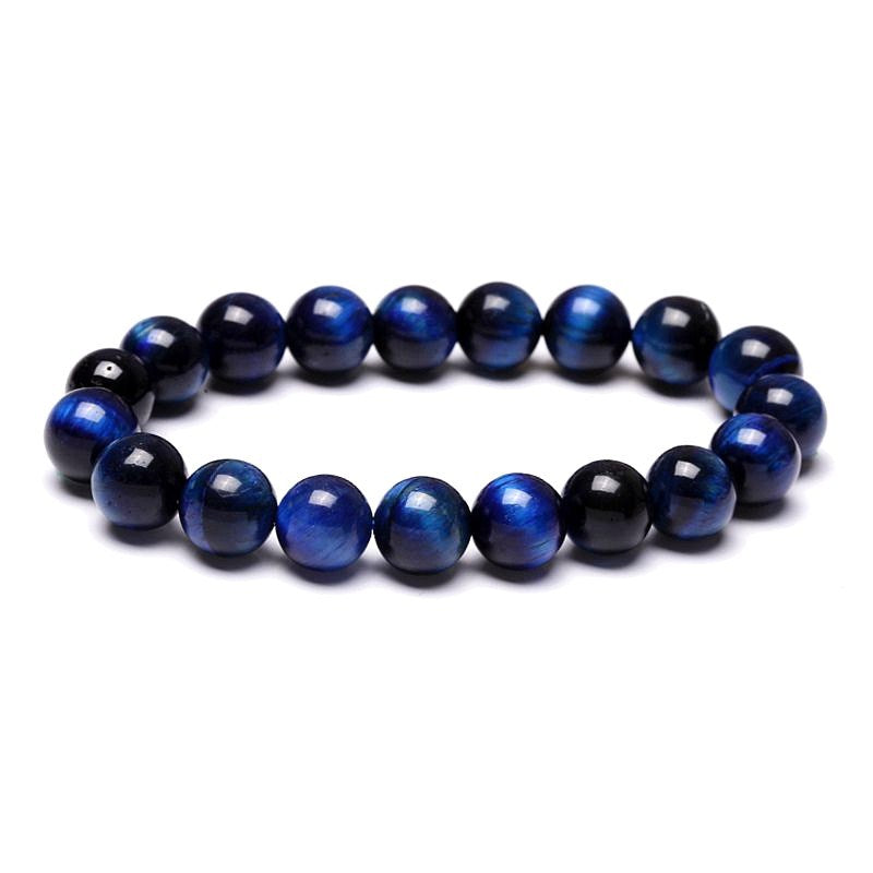 Navy Blue Tiger Eye Beads Bracelets, 10MM Natural Stone Round Beads Elasticity Charm Friendship Bangles for Girls, Women, Men, Couples, Birthdays