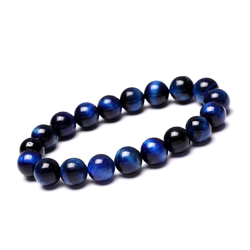 Navy Blue Tiger Eye Beads Bracelets, 10MM Natural Stone Round Beads Elasticity Charm Friendship Bangles for Girls, Women, Men, Couples, Birthdays