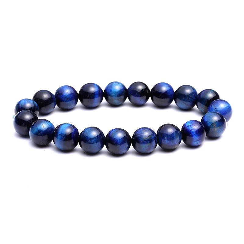 Navy Blue Tiger Eye Beads Bracelets, 10MM Natural Stone Round Beads Elasticity Charm Friendship Bangles for Girls, Women, Men, Couples, Birthdays