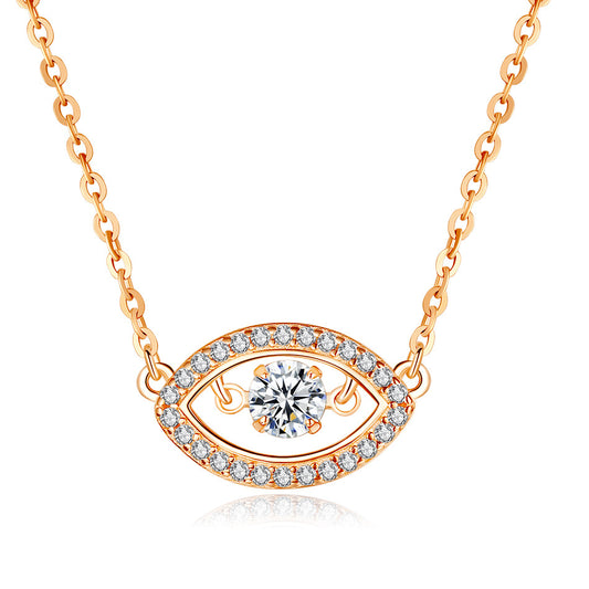 Rose gold evil eye pendant necklace sterling silver dynamic cubic zirconia solitaire chain