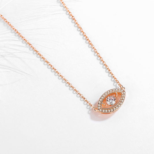 Rose gold evil eye pendant necklace sterling silver dynamic cubic zirconia solitaire chain