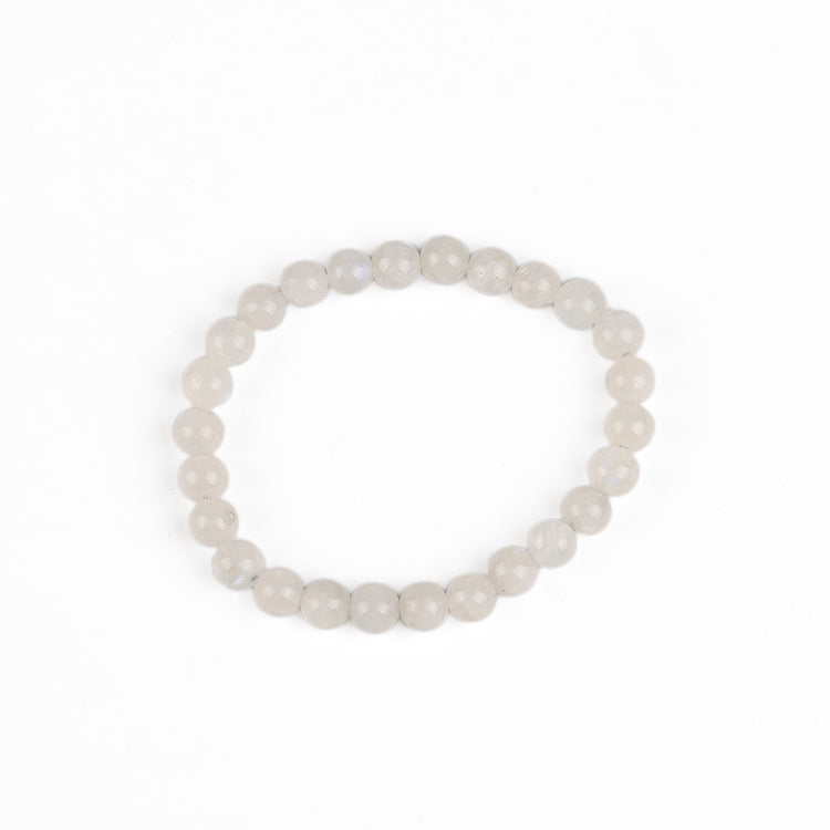 White Moonstone Crystal Stretch Bracelet Bead Size 7MM, Feminine Energy, Brazilian Natural Moonstone Handmade Jewelry for Women