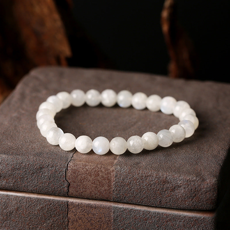 White Moonstone Crystal Stretch Bracelet Bead Size 7MM, Feminine Energy, Brazilian Natural Moonstone Handmade Jewelry for Women