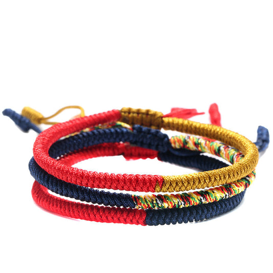 Tibetan Buddhist Handmade Lucky Knot Rope Bracelet, Freedom from Suffering, Braided Friendship Matching Bracelets for Men Women