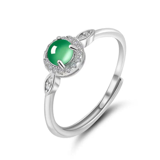 Grade A Jade Wealth Silver Ring(Adjustable)