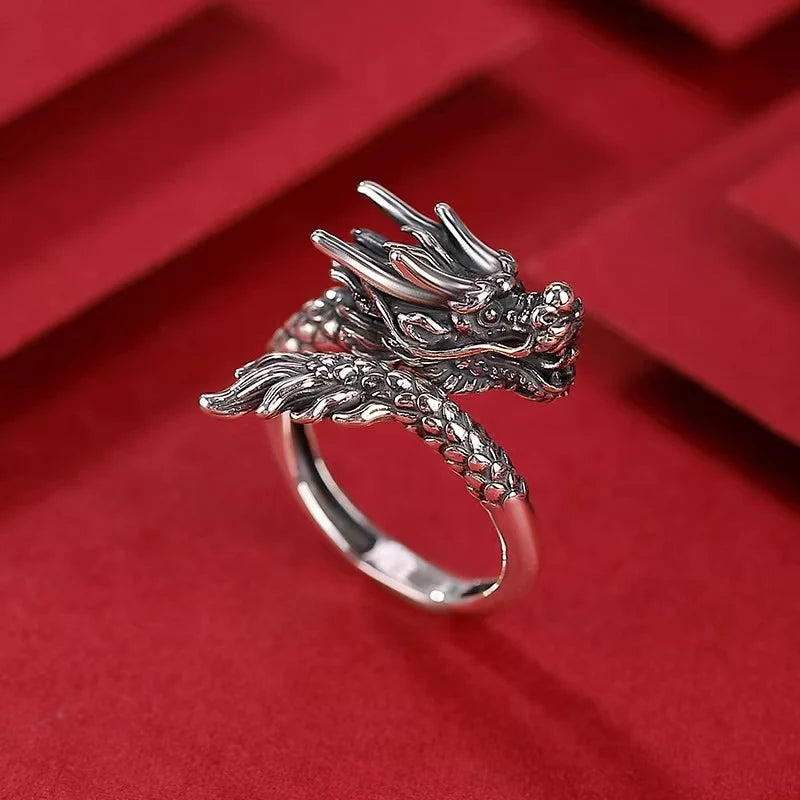 Dragon Silver Ring - Fortune Prosperity