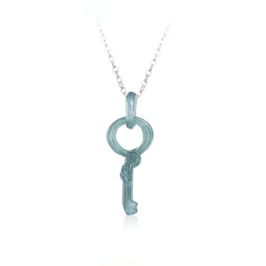 Fengshui Icy Jade Key Pendant Necklace