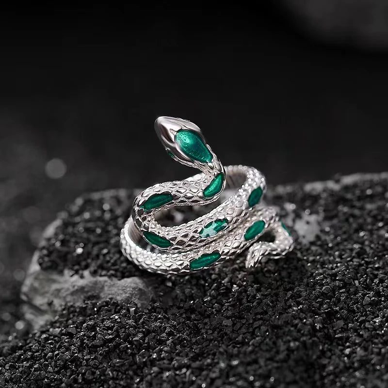 2025 Year Zodiac Snake 925 Silver Ring - Calm And Courageous