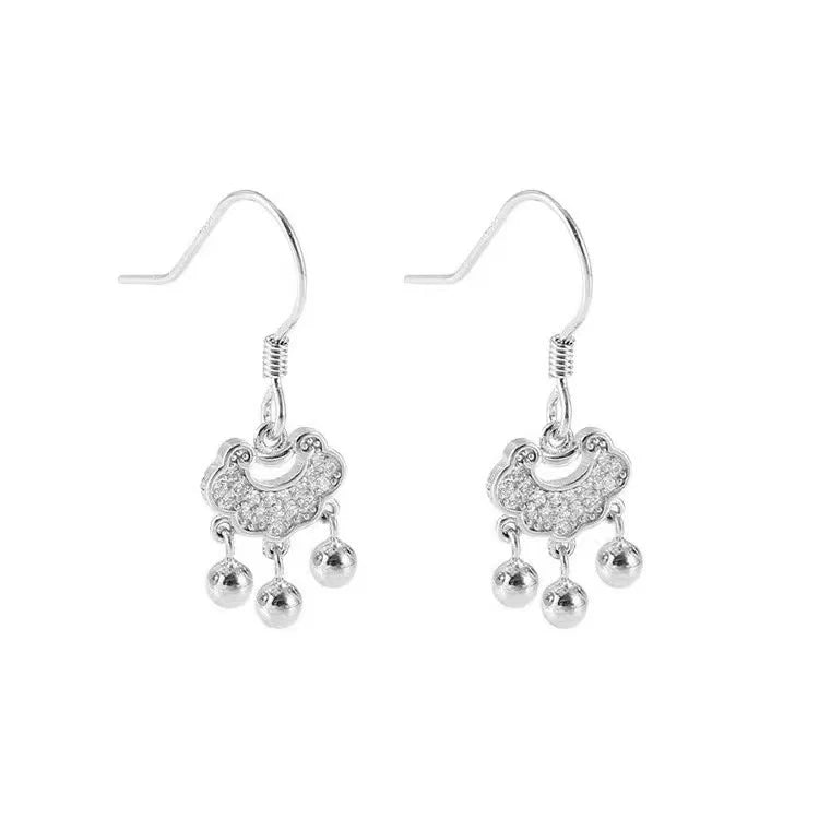 Peace Lock 999 Sterling Silver Earrings - Happiness And Peace