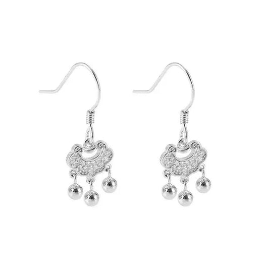 Peace Lock 999 Sterling Silver Earrings - Happiness And Peace