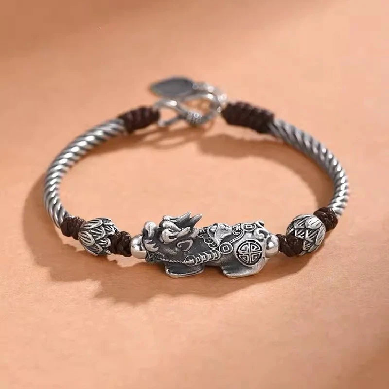 999Silver Pixiu Bracelet - Fengshui Wealth Energy