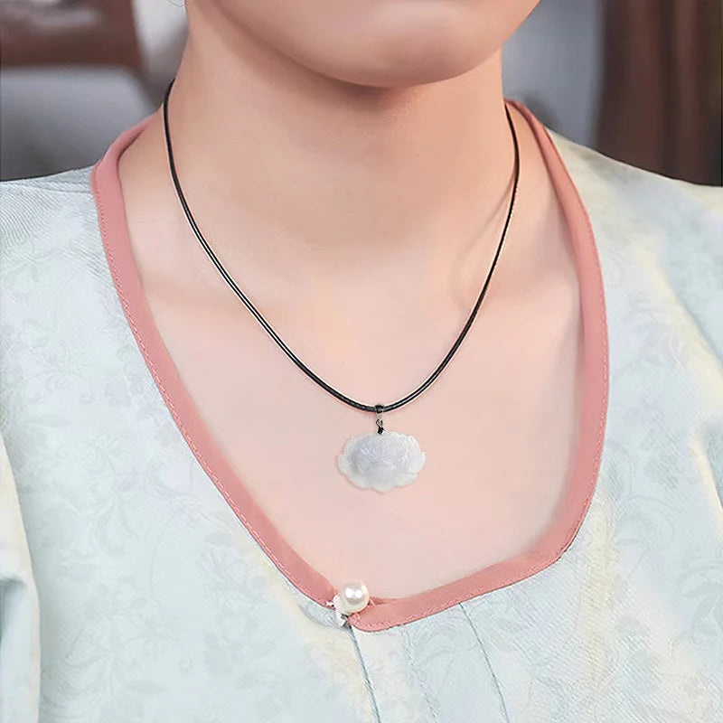 Lotus White Jade Necklace - Purity and Perfection