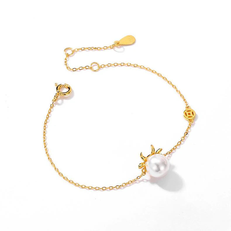 Chinese New Year OX Natural Pearl Gold Lucky Bracelet