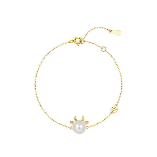 Chinese New Year OX Natural Pearl Gold Lucky Bracelet