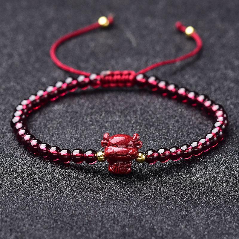 Chinese New Year OX Red Garnet Lucky Bracelet