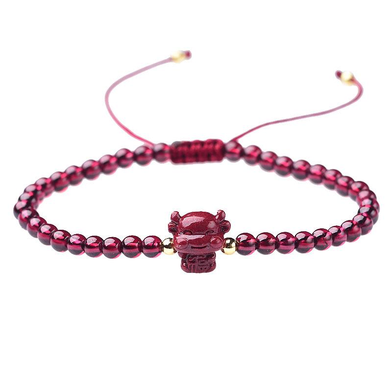 Chinese New Year OX Red Garnet Lucky Bracelet