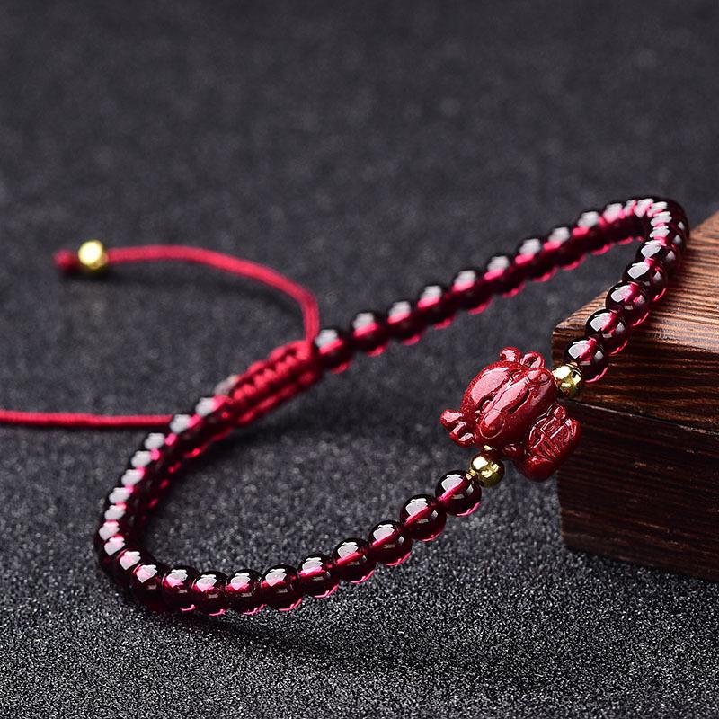 Chinese New Year OX Red Garnet Lucky Bracelet