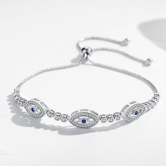 Evil Eye Bracelet Lucky Hamsa 925 Sterling Silver Jewelry Gift Luxury Round Blue Eyes CZ Crystal Tennis Bracelet Gold Beaded Bracelets For Women