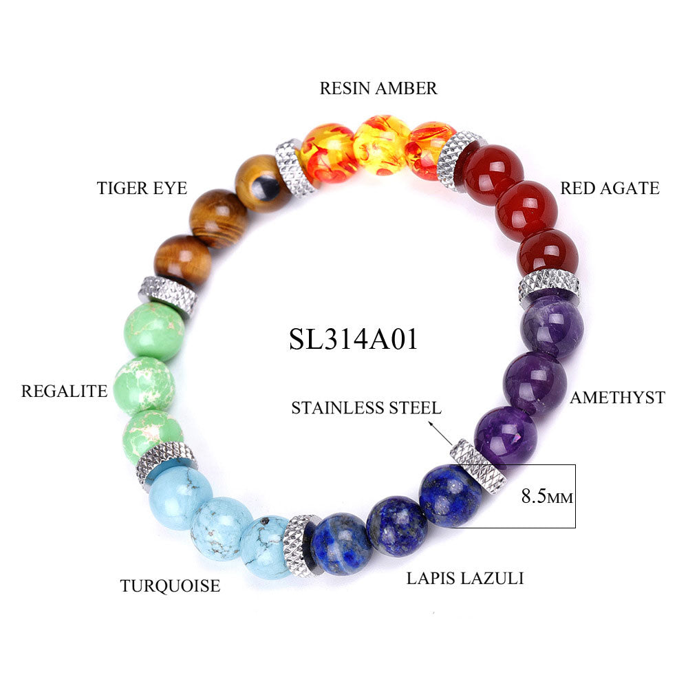 7 Chakra Healing Crystals Bracelet, Lava Rock Bracelet, Natural Gemstones Yoga Reiki Chakras Stone Beads Anxiety Braided Bracelet