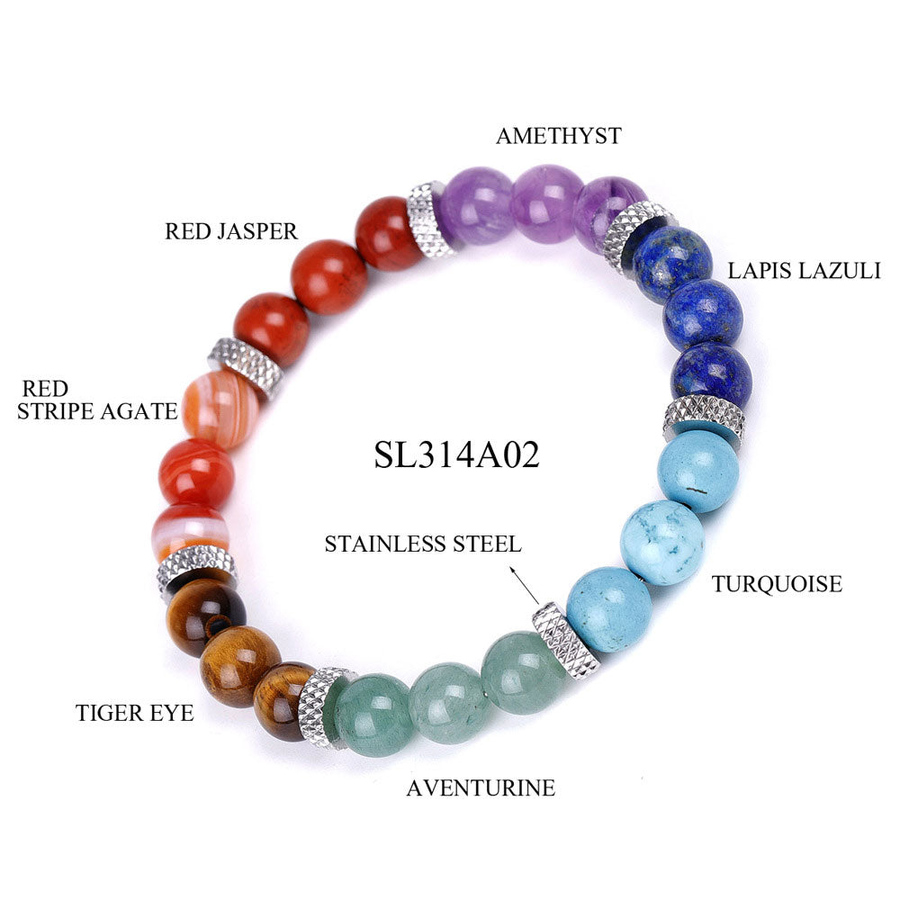 7 Chakra Healing Crystals Bracelet, Lava Rock Bracelet, Natural Gemstones Yoga Reiki Chakras Stone Beads Anxiety Braided Bracelet