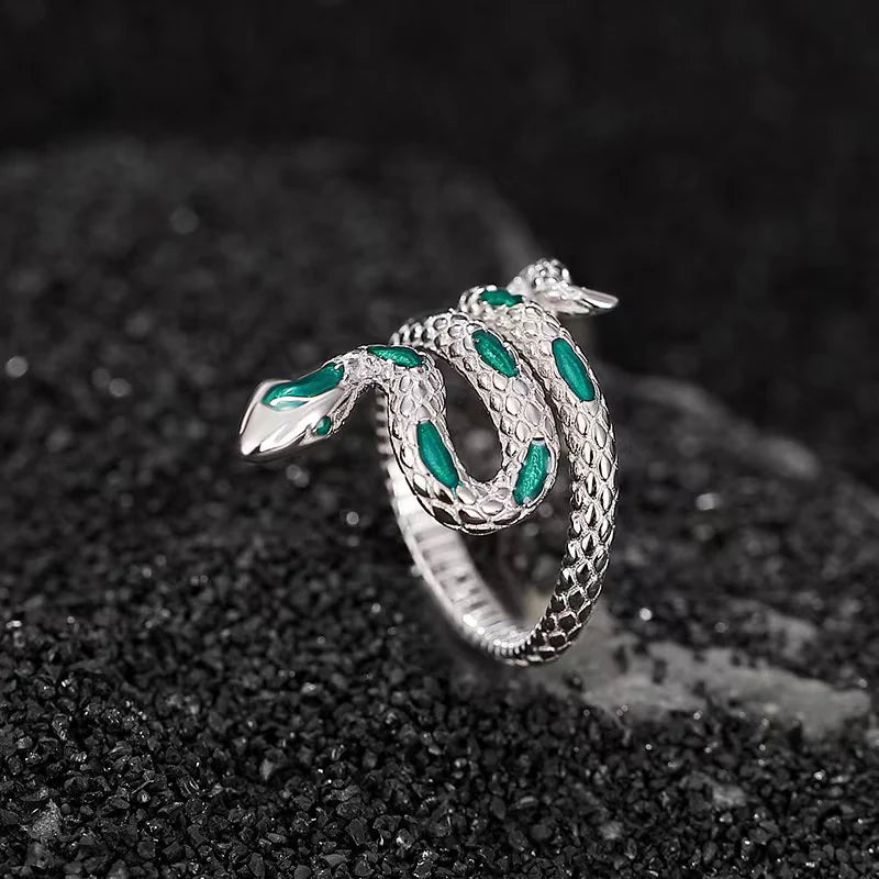 2025 Year Zodiac Snake 925 Silver Ring - Calm And Courageous