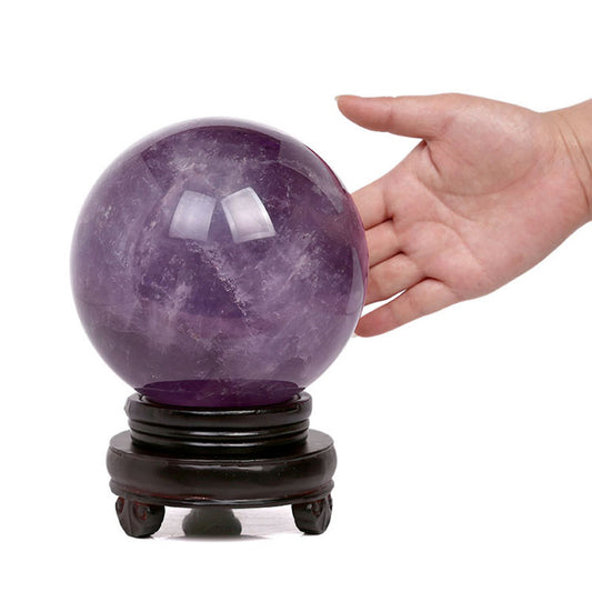 Energy Stone Polished Purple Ornaments Ball, Natural Amethyst Crystal Ball, Home Decoration Quartz Healing Stone Ornaments