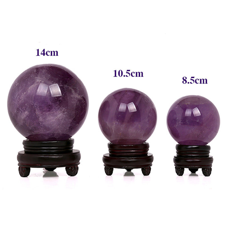 Energy Stone Polished Purple Ornaments Ball, Natural Amethyst Crystal Ball, Home Decoration Quartz Healing Stone Ornaments