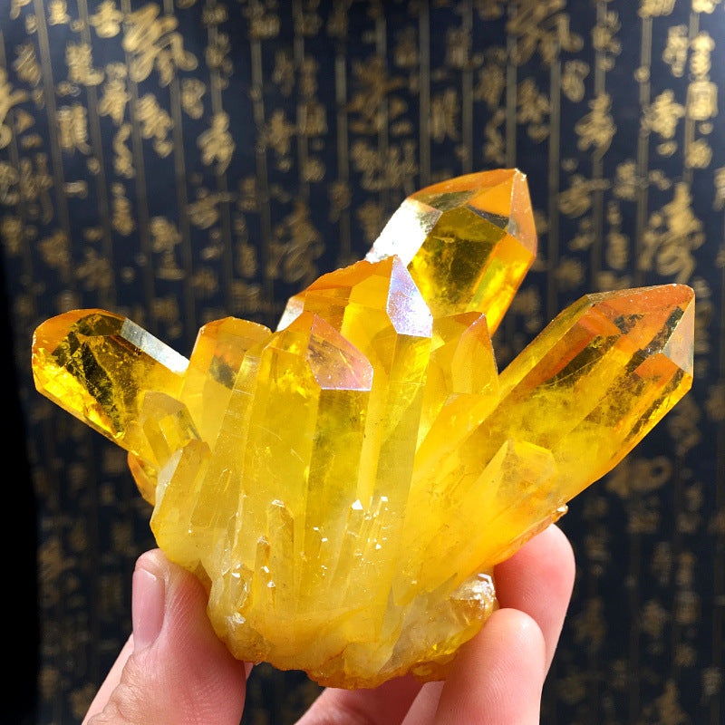 Natural Citrine Crystal Cluster Column, Reiki Crystals, Home Crafts Crystal Stone Decoration