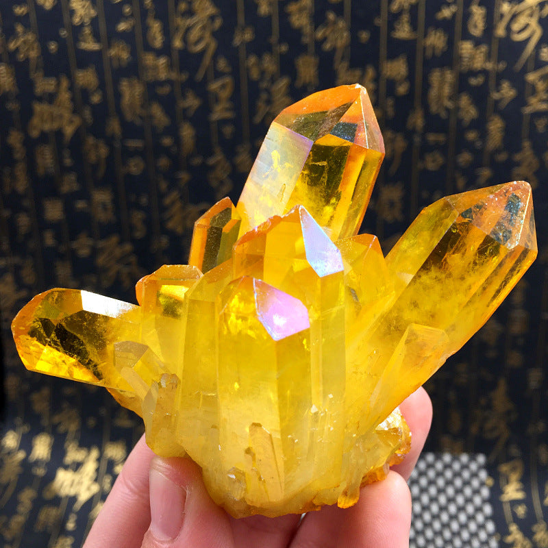 Natural Citrine Crystal Cluster Column, Reiki Crystals, Home Crafts Crystal Stone Decoration