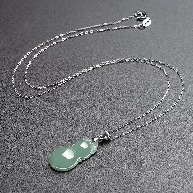 Ice Jade Wulu Pendant 925 Silver Necklace - Full Of Blessings