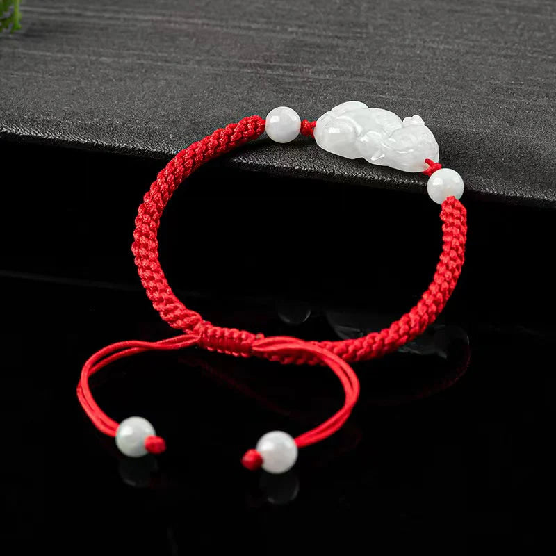 Pixiu Jade Red String Bracelet - Proection and Wealth