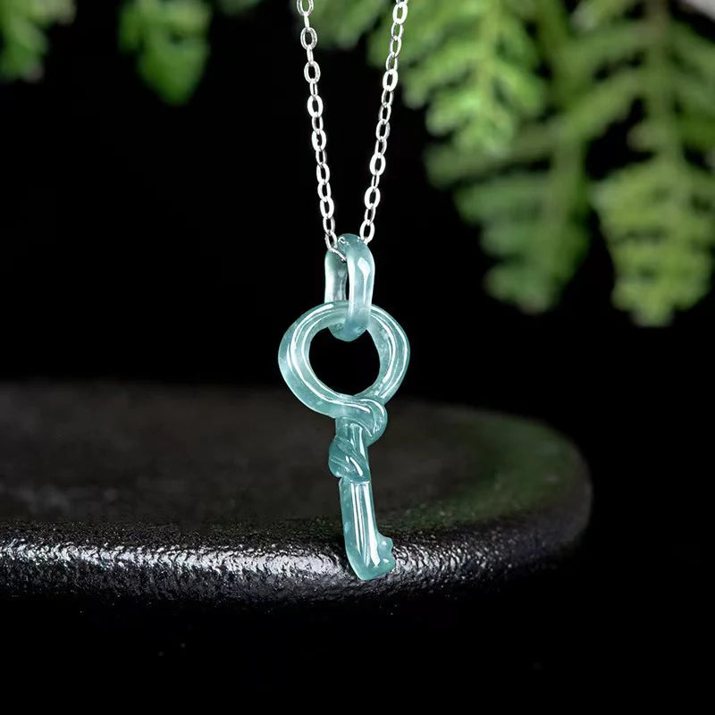 Fengshui Icy Jade Key Pendant Necklace