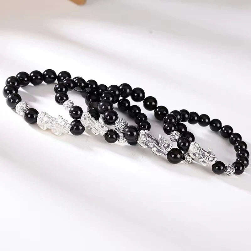 Pixiu Protection Bracelet - Black Obisidian Stone