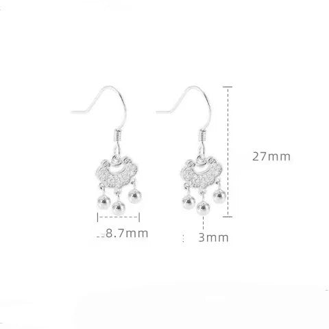 Peace Lock 999 Sterling Silver Earrings - Happiness And Peace