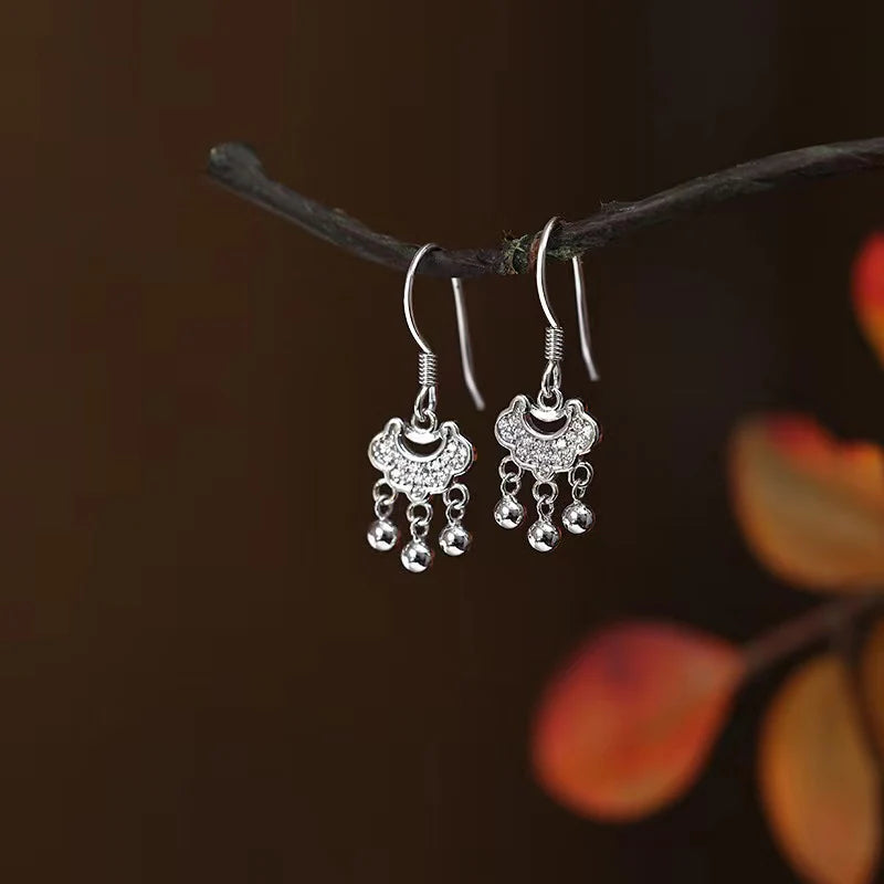 Peace Lock 999 Sterling Silver Earrings - Happiness And Peace