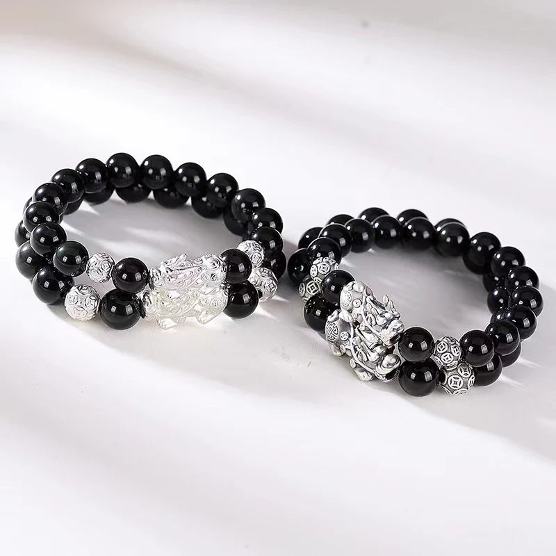 Pixiu Protection Bracelet - Black Obisidian Stone