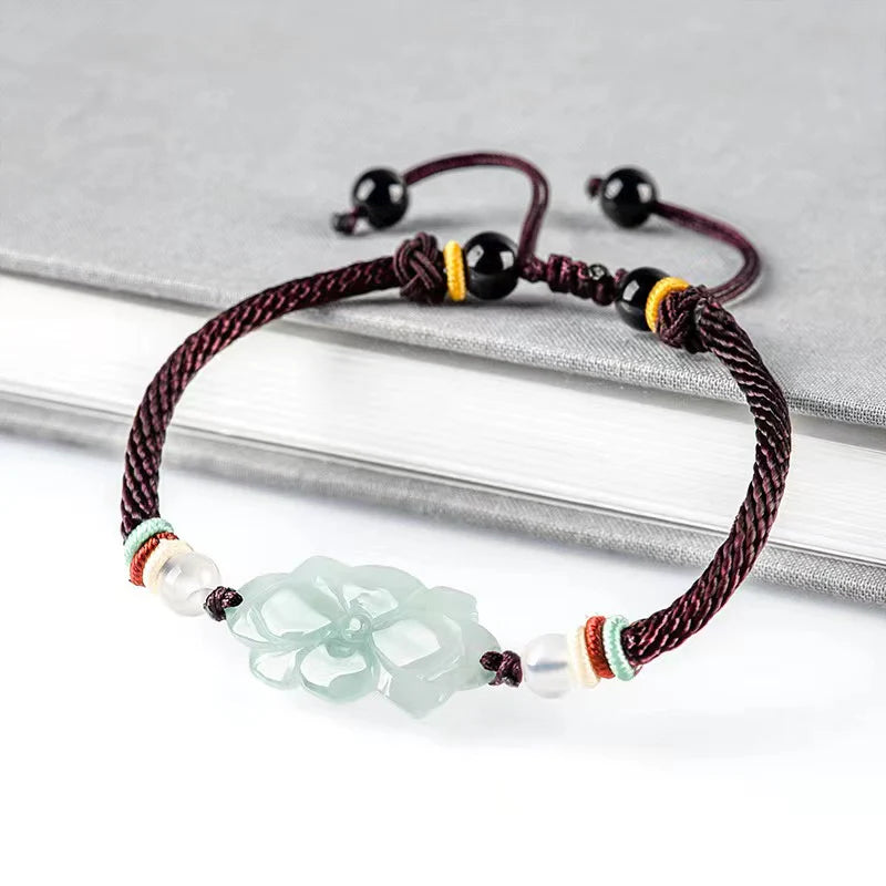 Lotus White Jade String Bracelet - Purity and Perfection