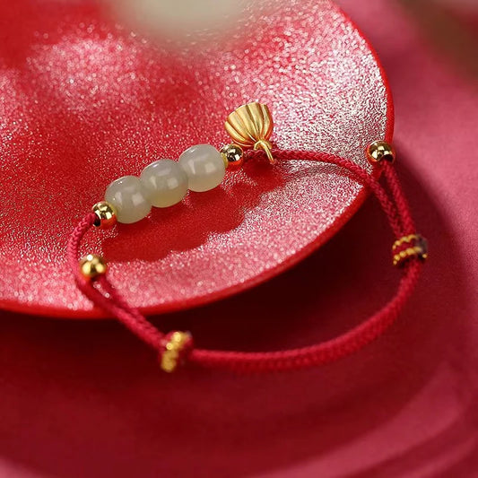 Lotus Flower Red String Bracelet - Purity and Perfection