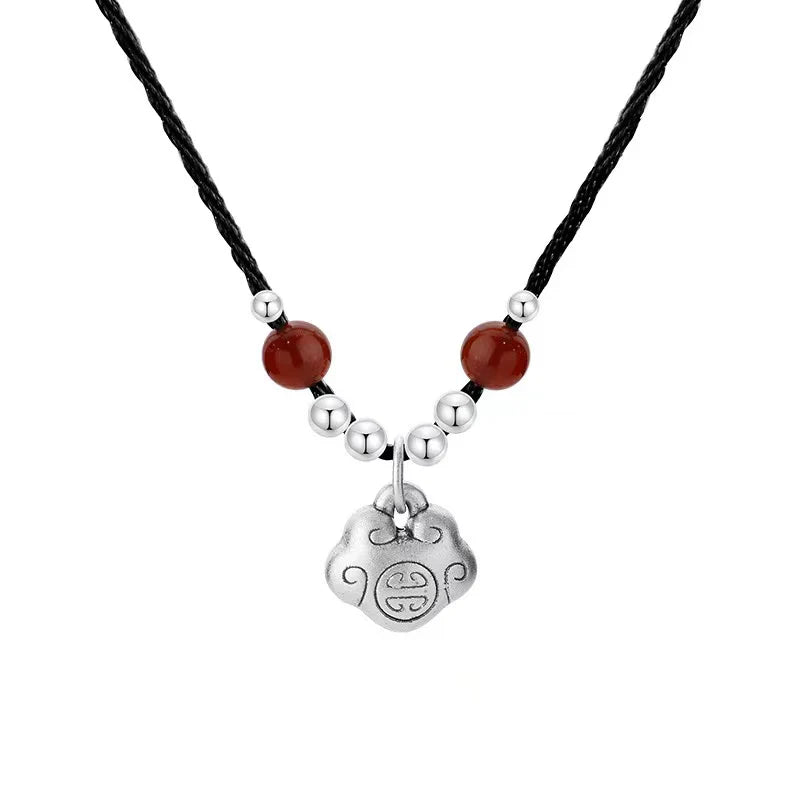 Longevity And Peace Lock 999 Silver Pendant Necklaces - Peace And Joy