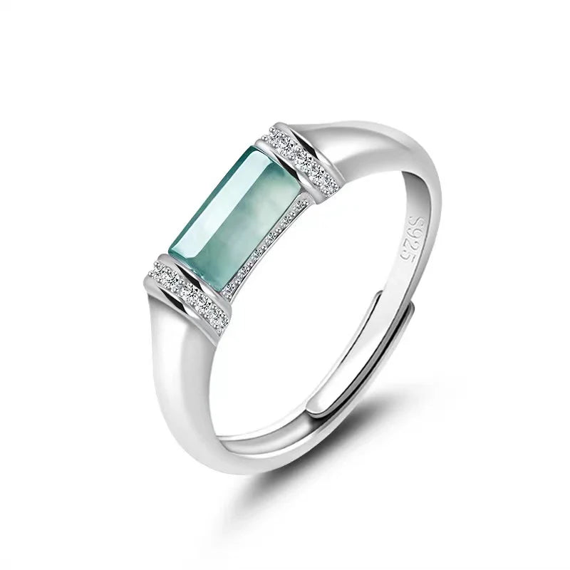 Natural Ice Jade Wealth Silver Ring(Adjustable)