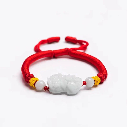 Pixiu Jade Beads Red String Bracelet - Proection and Wealth