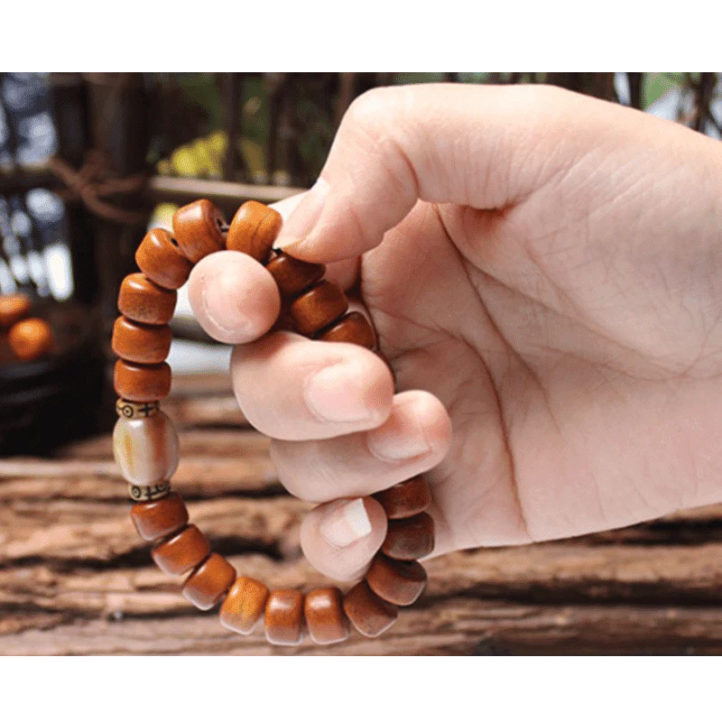 Yak Bone Buddhist Tibetan Prayer Dark Bead Horn Bracelet Yogi Beaded Bracelet, Tibetan Yak Bone Protection Bracelet