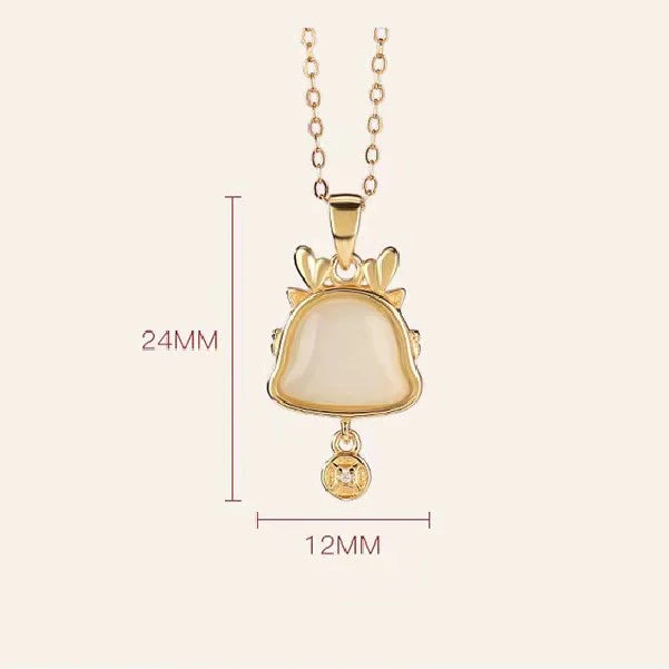 925 Silver Gold-plated Zodiac Dragon Pendant And Hetian Jade Necklace - Prosperity And Fortune